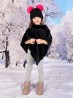 Kids Soft Faux Fur Poncho W/  Diagonal Pattern and Faux Fur Neckline (3-7 Years Old) 